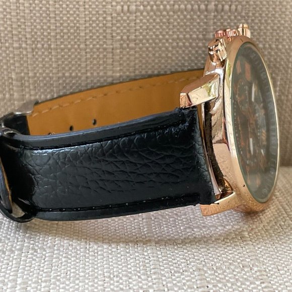 Geneva Unisex Wristwatch Fashion Gold Tone Case Quartz Watch - Picture 6 of 8